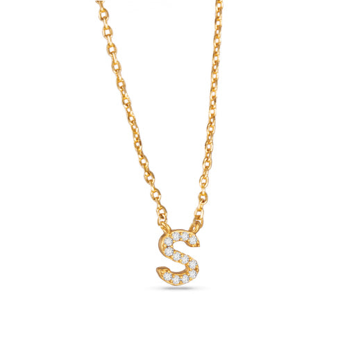 Gold CZ Initial Necklace