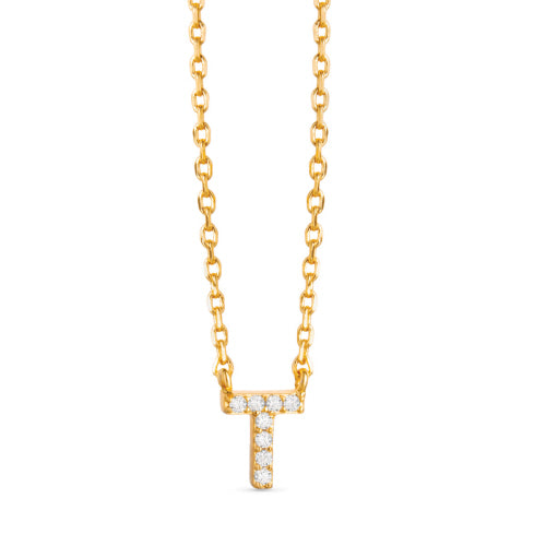 Gold CZ Initial Necklace