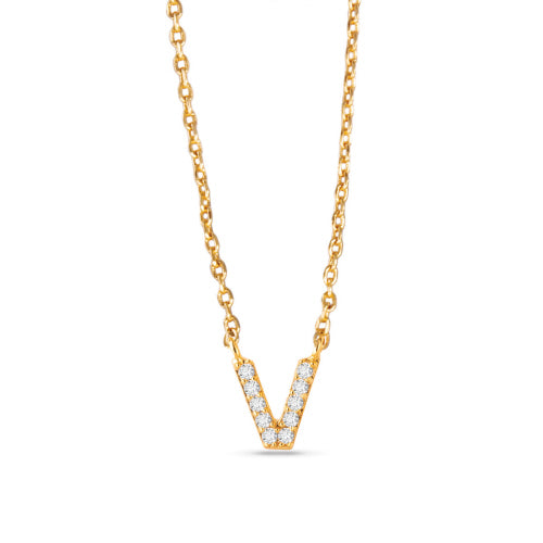 Gold CZ Initial Necklace