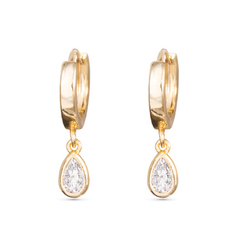 Amanda Blu + Gold CZ Teardrop Huggie