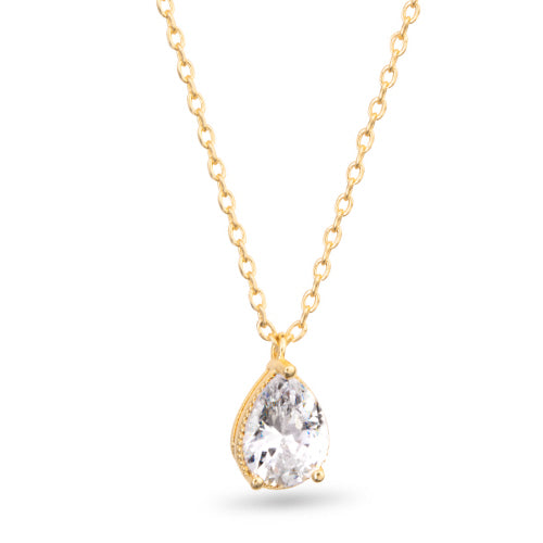 Amanda Blu + CZ Pear Shaped Necklace Gold