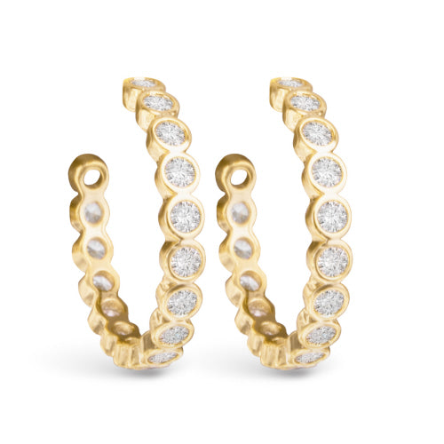 Amanda Blu + Gold Bezel set CZ Hoop Earrings