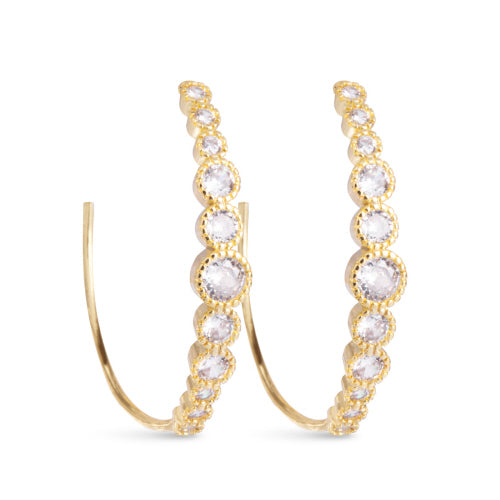 Amanda Blu + Gold Graduated Bezel Set CZ Hoop Earrings