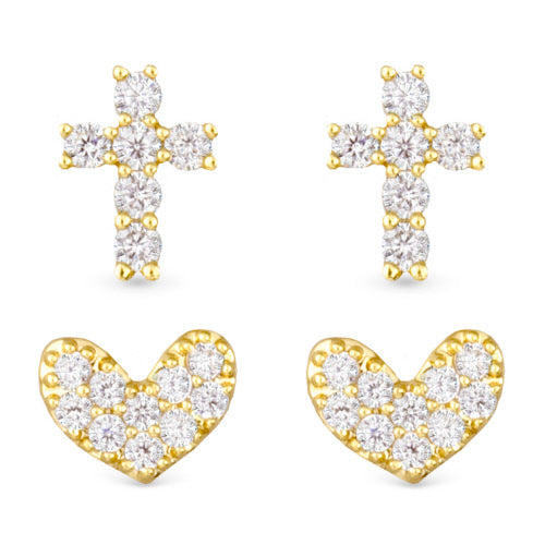 Amanda Blu + Gold Cross & Heart Duo