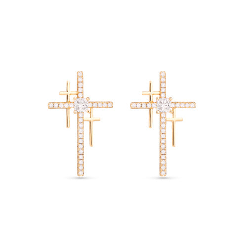 Amanda Blu + Gold Triple Cross Earrings