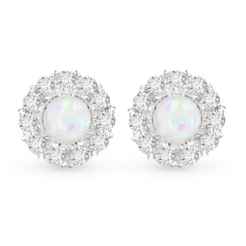 Amanda Blu + Silver Small Opal Round Stud Earrings