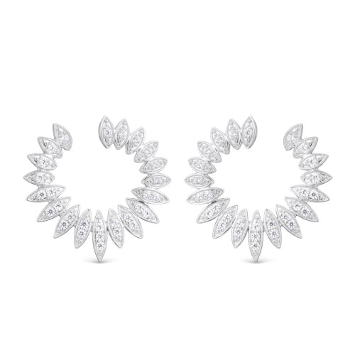 Amanda Blu + Silver Marquis Sunburst Open Circle Earrings