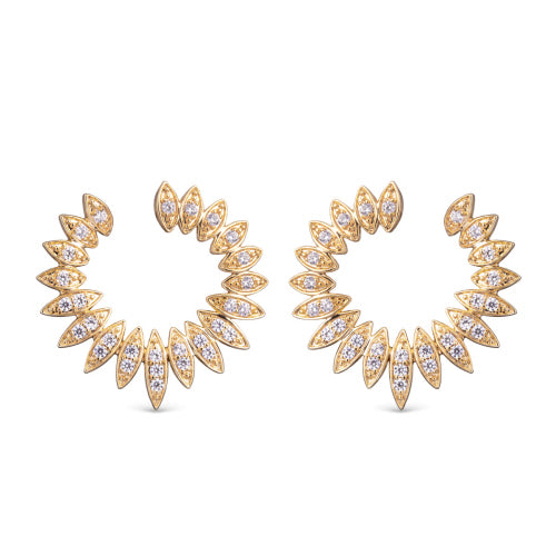 Amanda Blu + Gold Marquis Sunburst Open Circle Earrings