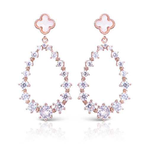 Amanda Blu + Rose Gold CZ/ Open Tear Drop Earrings