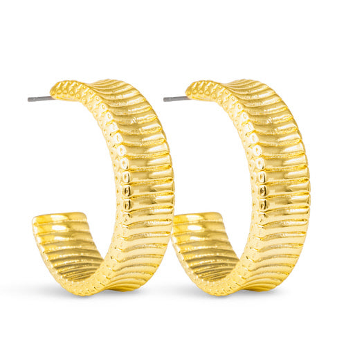 Amanda Blu + Gold Kennedy Polished Ribbed Hoop Earrings