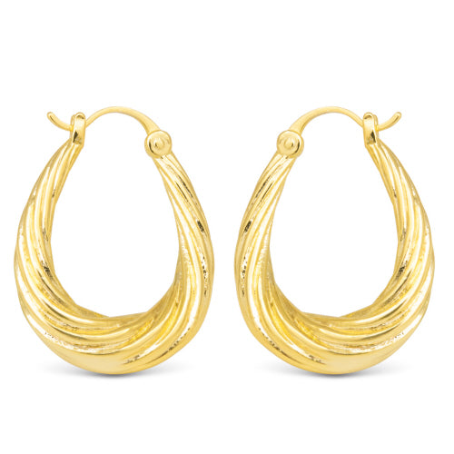 Amanda Blu + Gold Lucy Polished Chunky Twisted Rib Oval Hoop Earrings