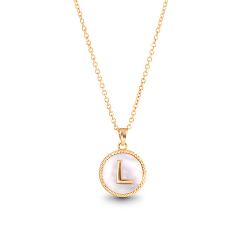 Gold Mother of Pearl Initial Necklace