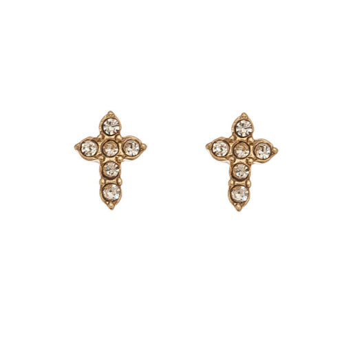 Gold/Crystal Stone Cross Earrings