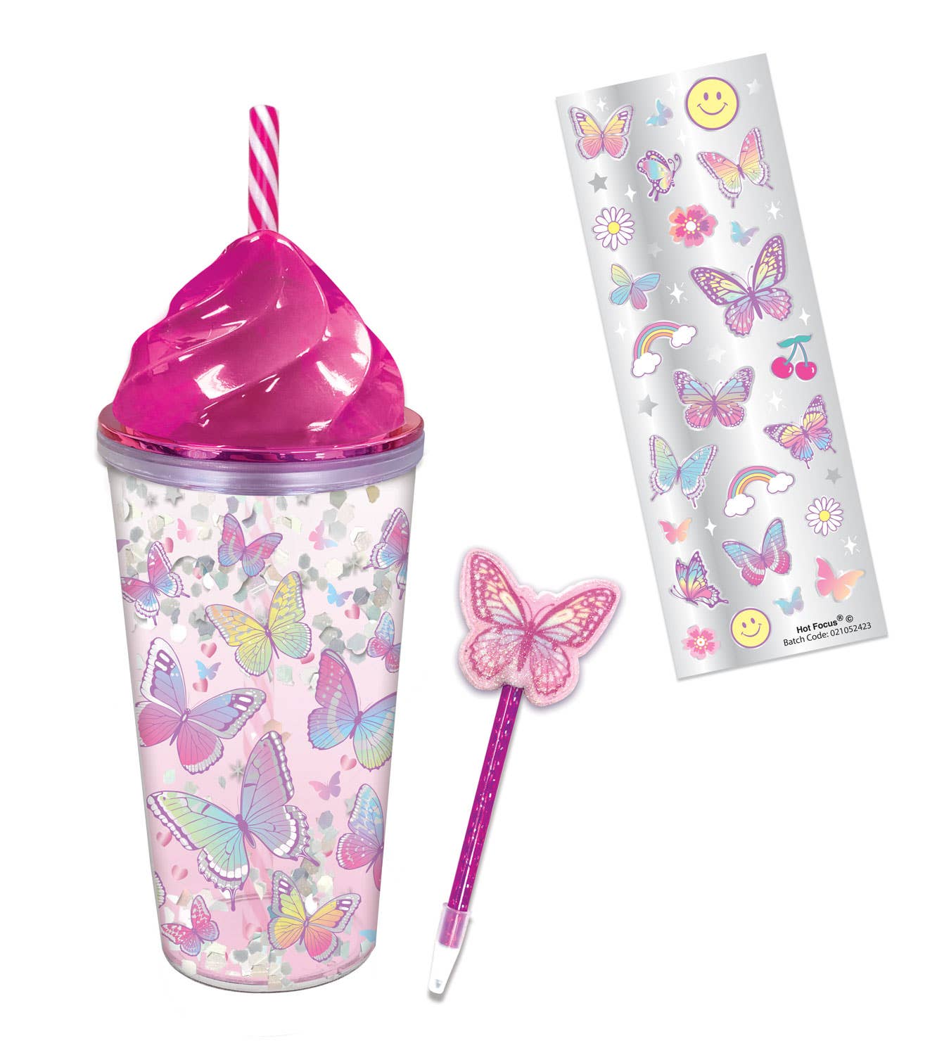 Insulated Unique Tumbler Writing Fun, Tie Dye Butterfly