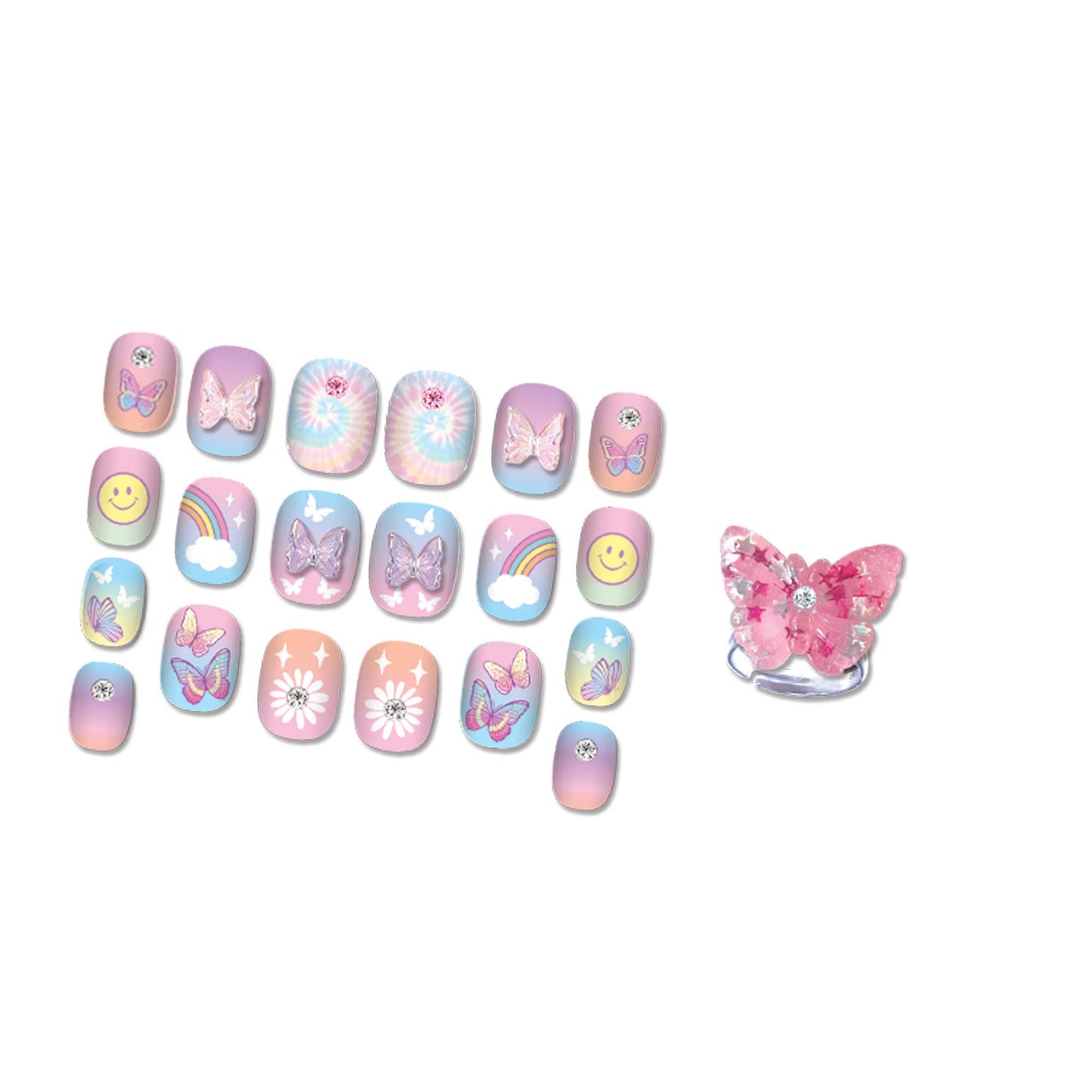 Pop Glamour Nails, Tie Dye Butterfly