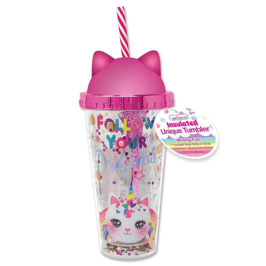 Insulated Unique Tumbler Writing Fun, Caticorn
