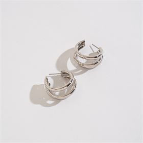 MEDIUM TRIPLE TUBE HOOP EARRINGS