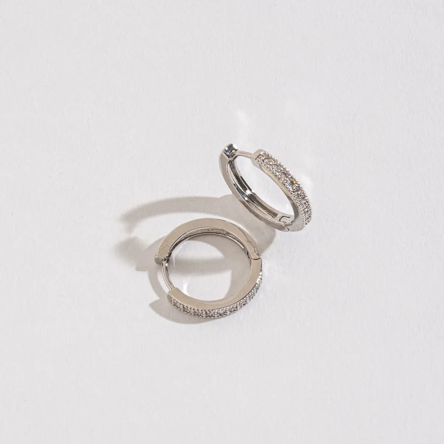 MEDIUM PAVE STYLE HOOP EARRINGS