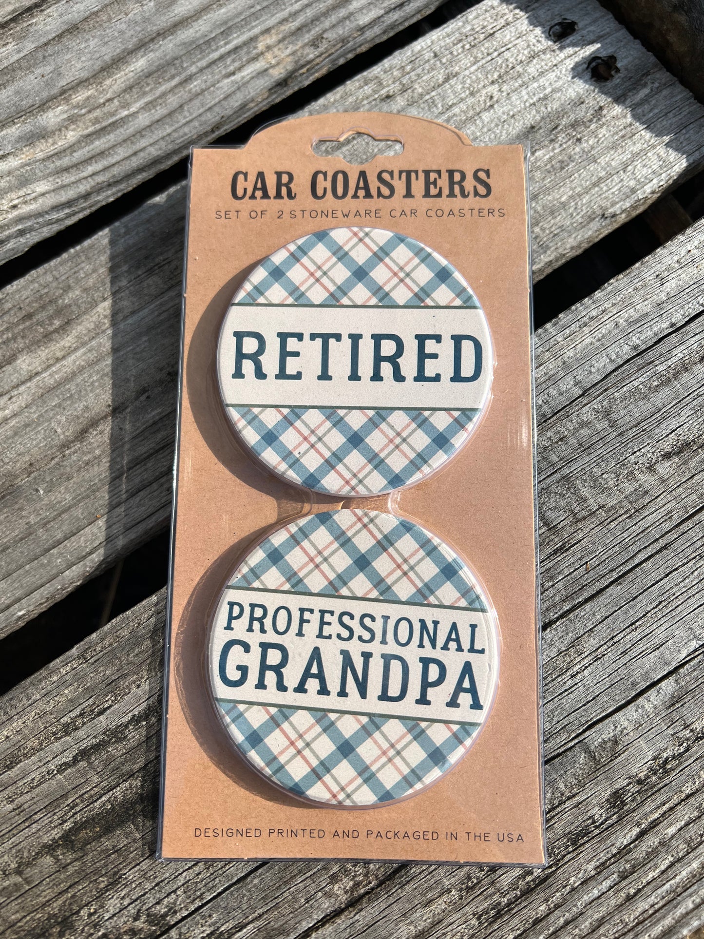 Retired Grandpa Car Coaster Set