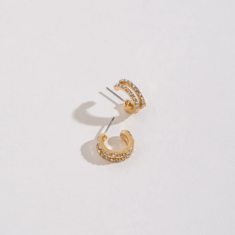 DOUBLE PAVE STYLE HOOP EARRINGS