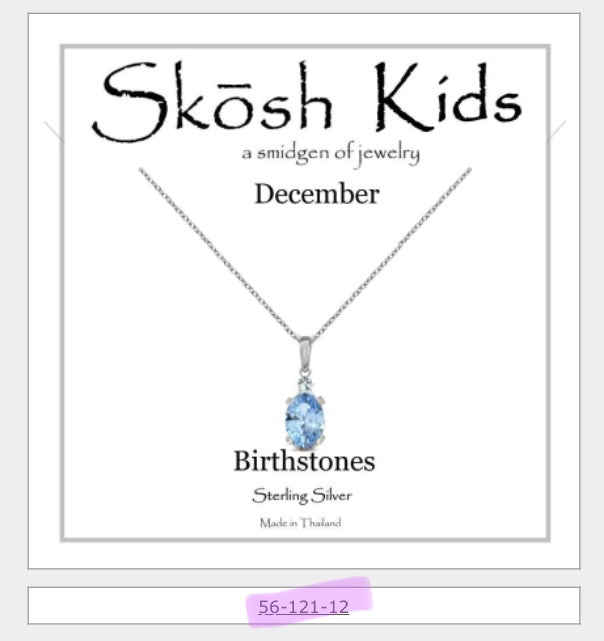 Skosh Kids + Silver Birthstone Necklace
