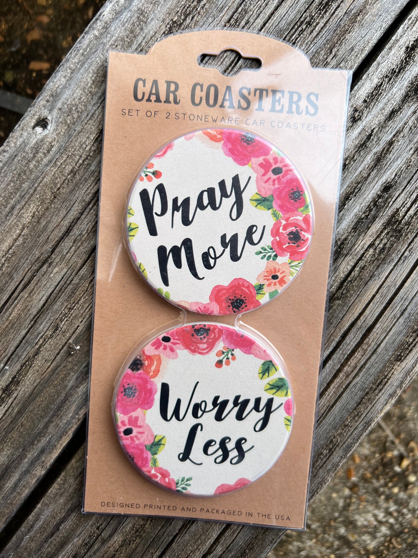 Pray More Car Coaster Set