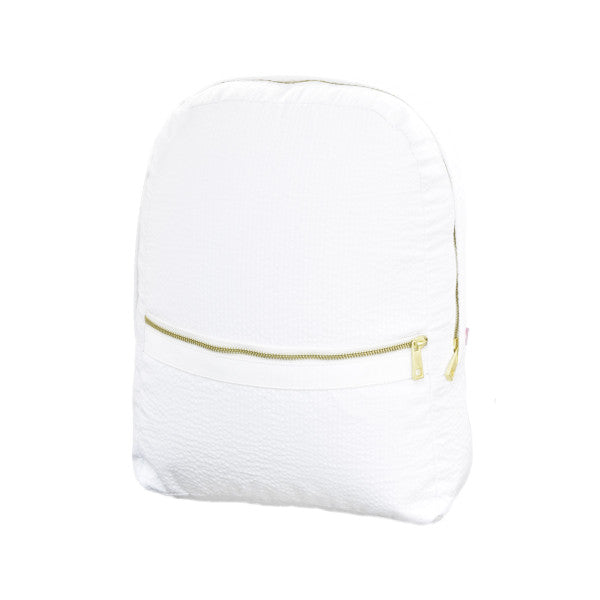 White Seersucker Backpack