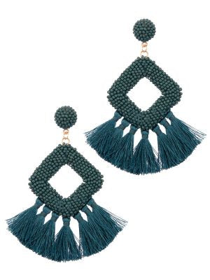 Teal Square Hoop Earrings