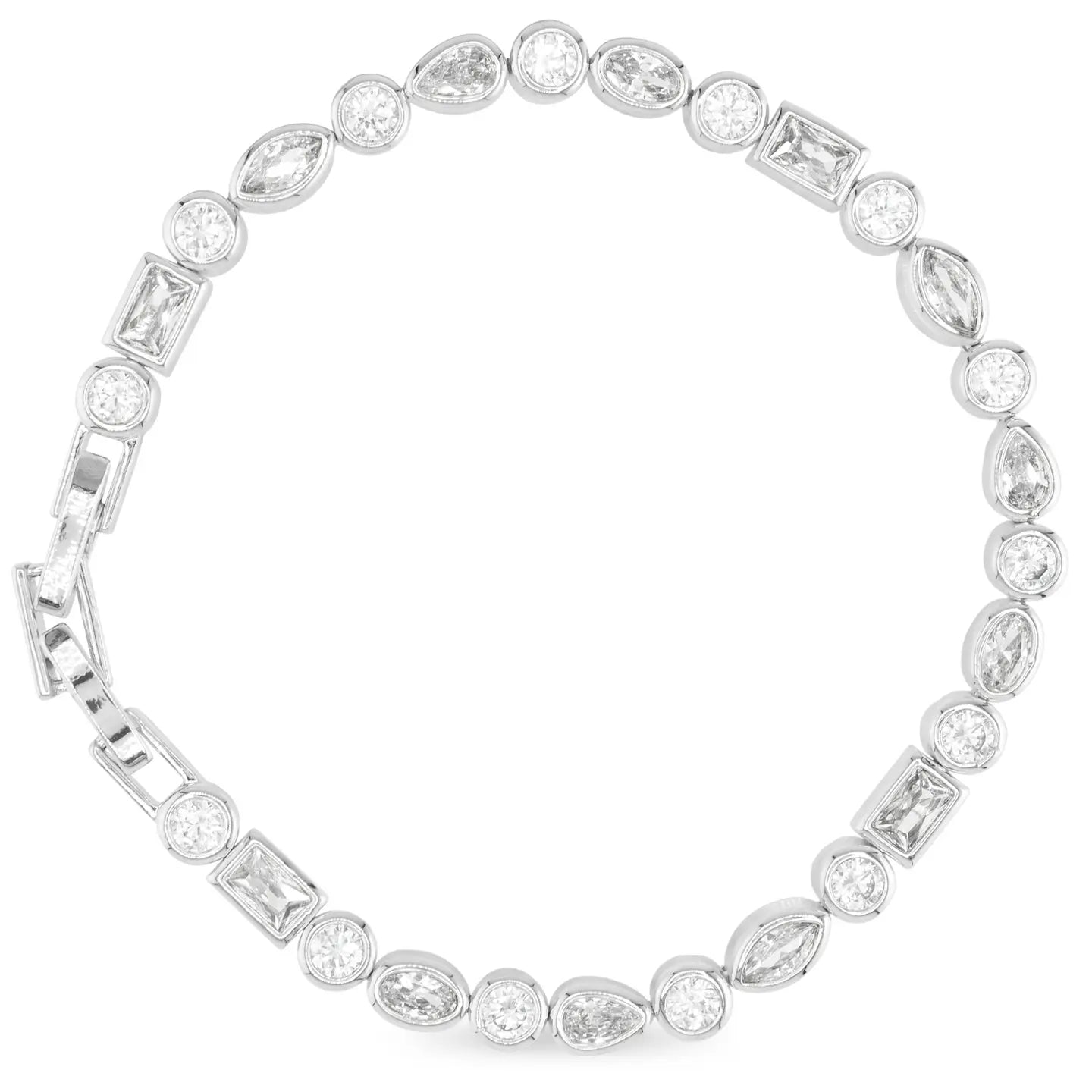 Silver Multi Cut Bezel Tennis Bracelet