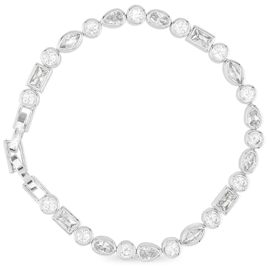 Silver Multi Cut Bezel Tennis Bracelet