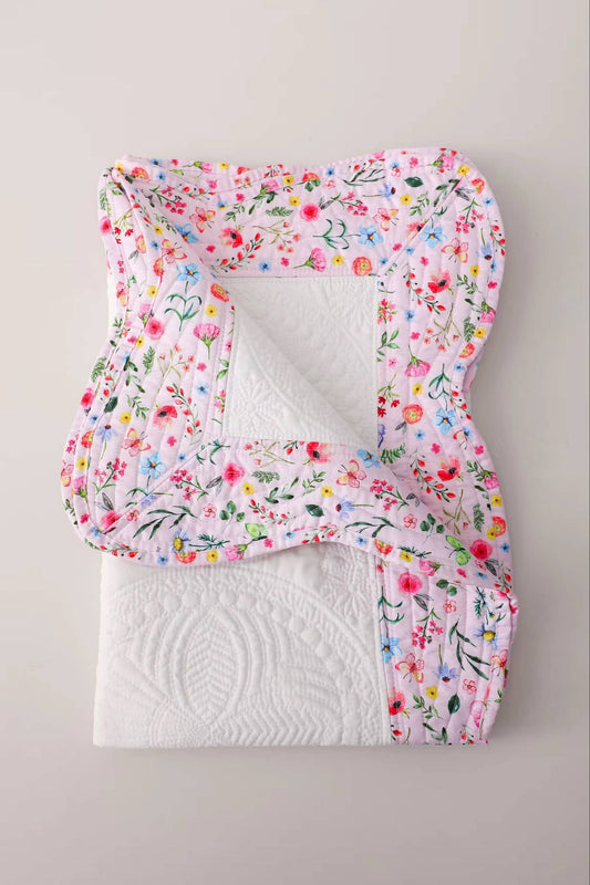 Baby Quilt Blanket Monogram: Floral