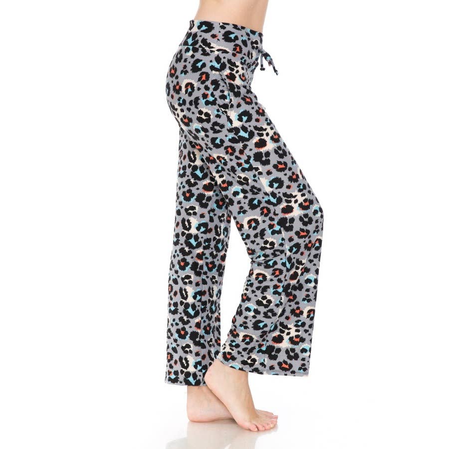 Multi Print Leopard Pajama Pants with Drawstring