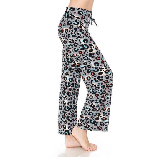 Multi Print Leopard Pajama Pants with Drawstring