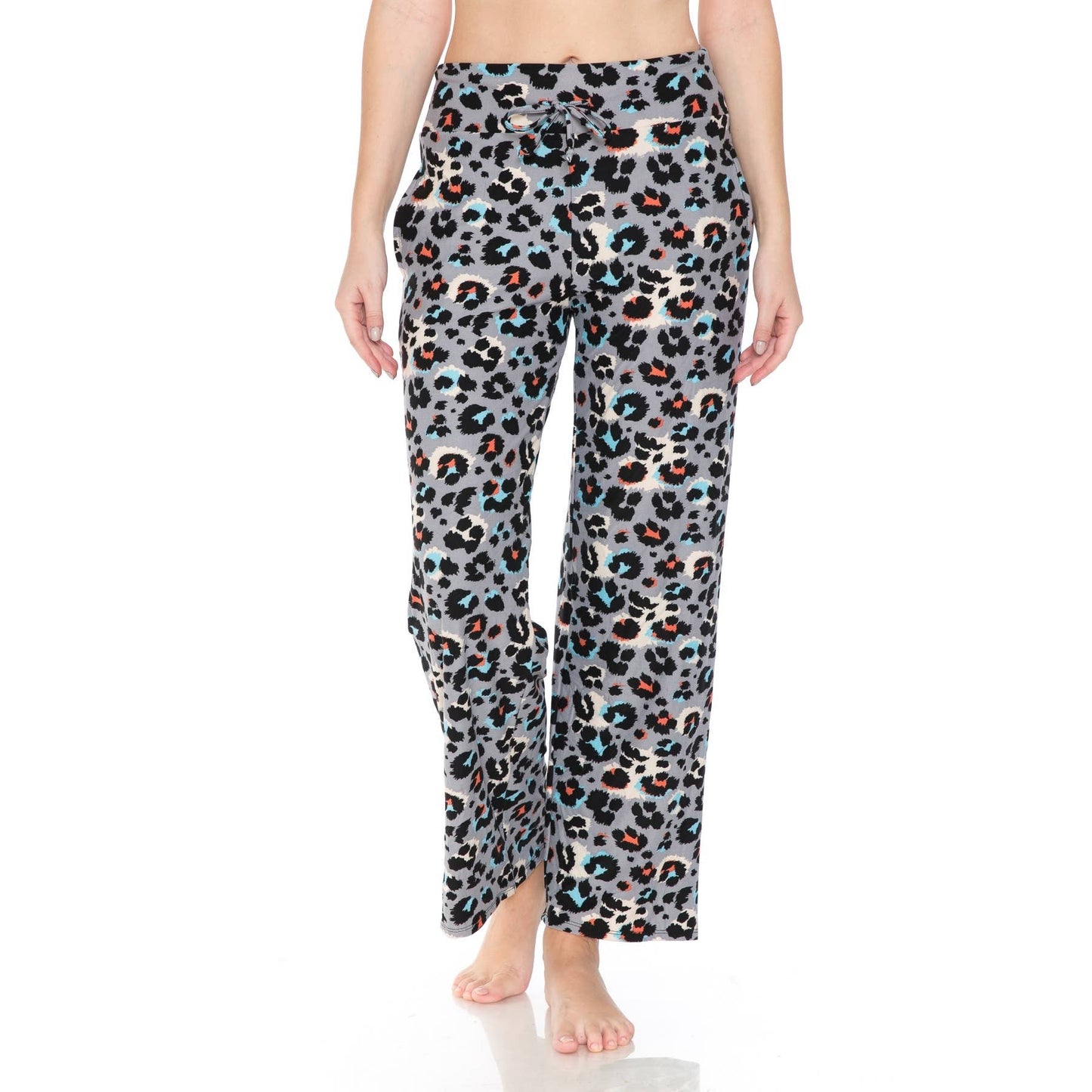 Multi Print Leopard Pajama Pants with Drawstring
