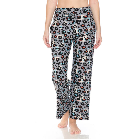 Multi Print Leopard Pajama Pants with Drawstring