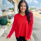 Ruby Corded Rib Long Sleeve V-Neck Top