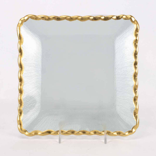 Latouche Square Serving Tray - Clear + Gold