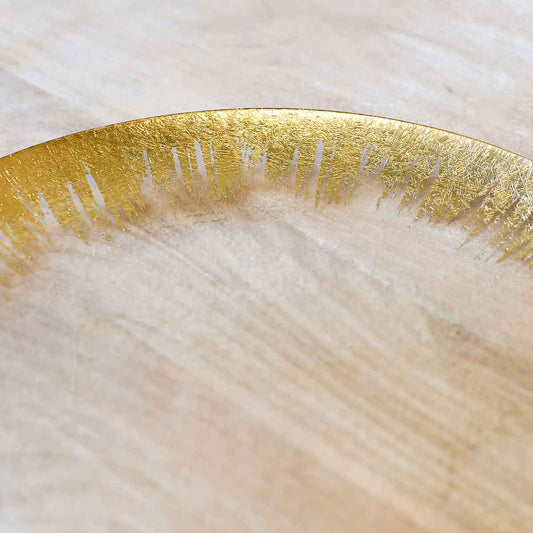 Naples Glass Platter - Clear + Gold