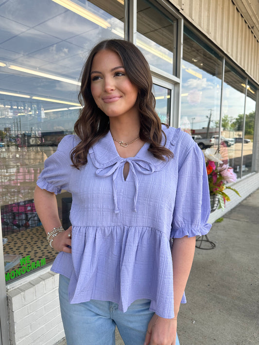 Violet Textured Babydoll Top
