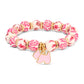 Kids Clay Beaded Stretch Charm Bracelets  |  Pink & White Floral+pink dog charm