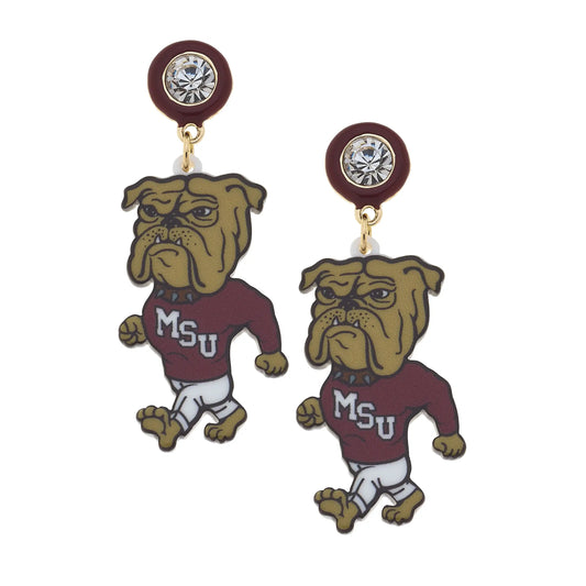 Mississippi State Bully Bulldog Resin Mascot Earrings