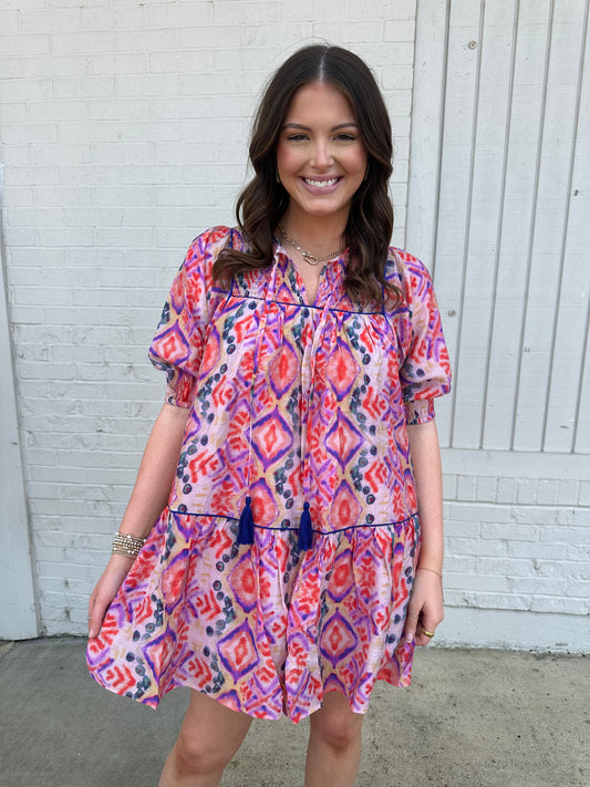 Tomato Smocked Top Mini Dress