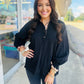 Black Woven Puff Sleeve Top