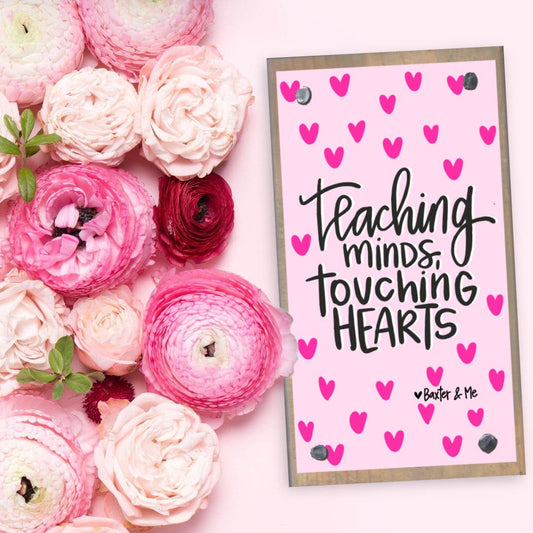 Teacher Touching Hearts Driftwood Happy Block
