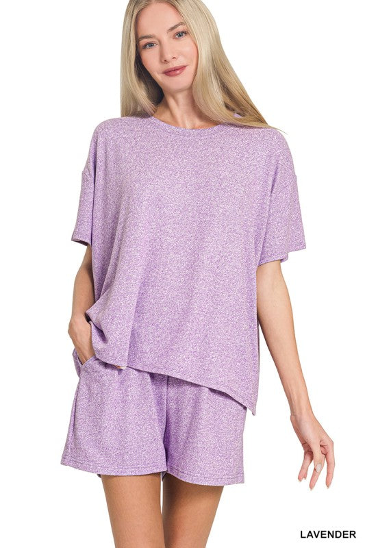 Soft Melange Short & Top Set - Lavender