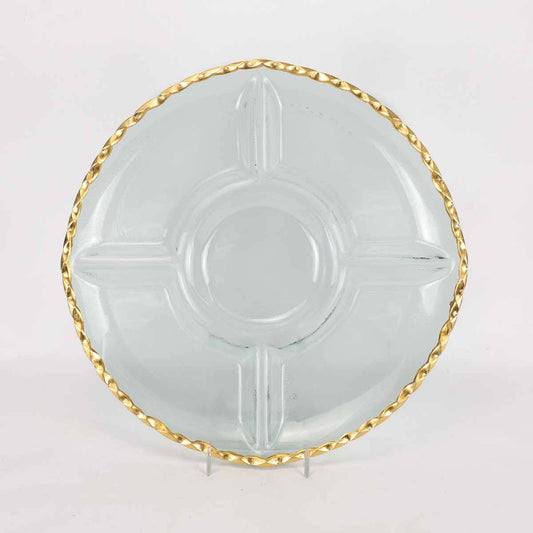 Cordova Chip and Dip Serving Tray - Clear + Gold