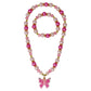 Pink Butterfly Necklace & Bracelet Set