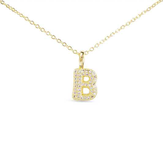 Gold CZ Large - Initial Necklaces
