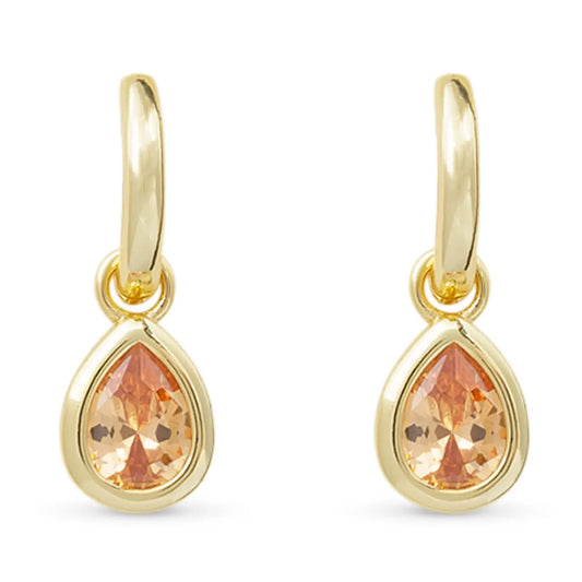 Gold Crystal Topaz Teardrop Earrings
