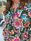 Olive Mix Abstract Print Button Down Blouse